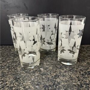Vintage mcm frosted glass starburst Astro pattern. Set of 4